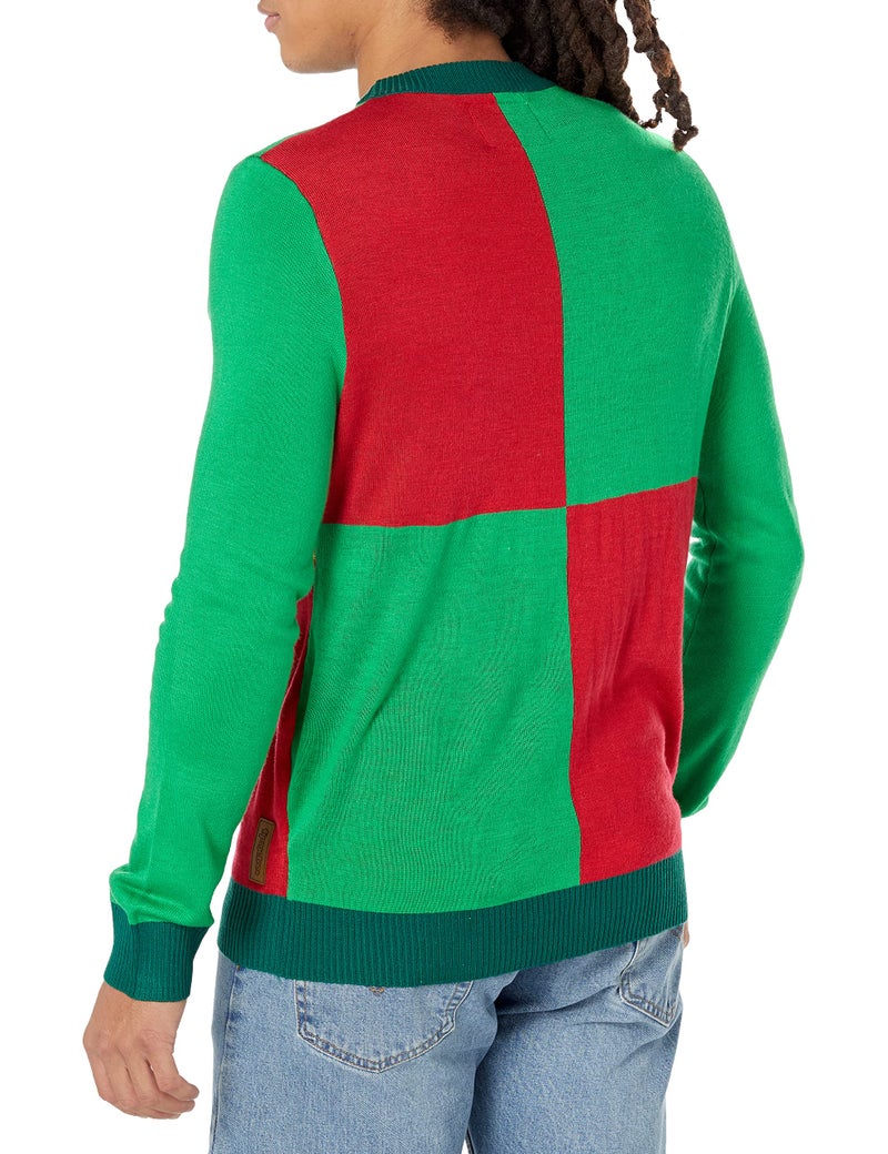 Tipsy Elves Men's Ugly Christmas Sweaters - Funny and Tacky Embellished Christmas Sweaters for Men - Red and Green Wrapping Paper Christmas Sweater with Gold Bow and Tag Size XX-Large - Image 2